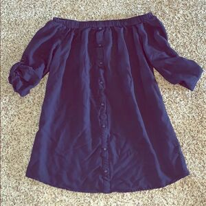Navy off shoulder dress She And Sky Anthropologie